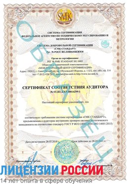 Образец сертификата соответствия аудитора №ST.RU.EXP.00014299-1 Мелеуз Сертификат ISO 14001